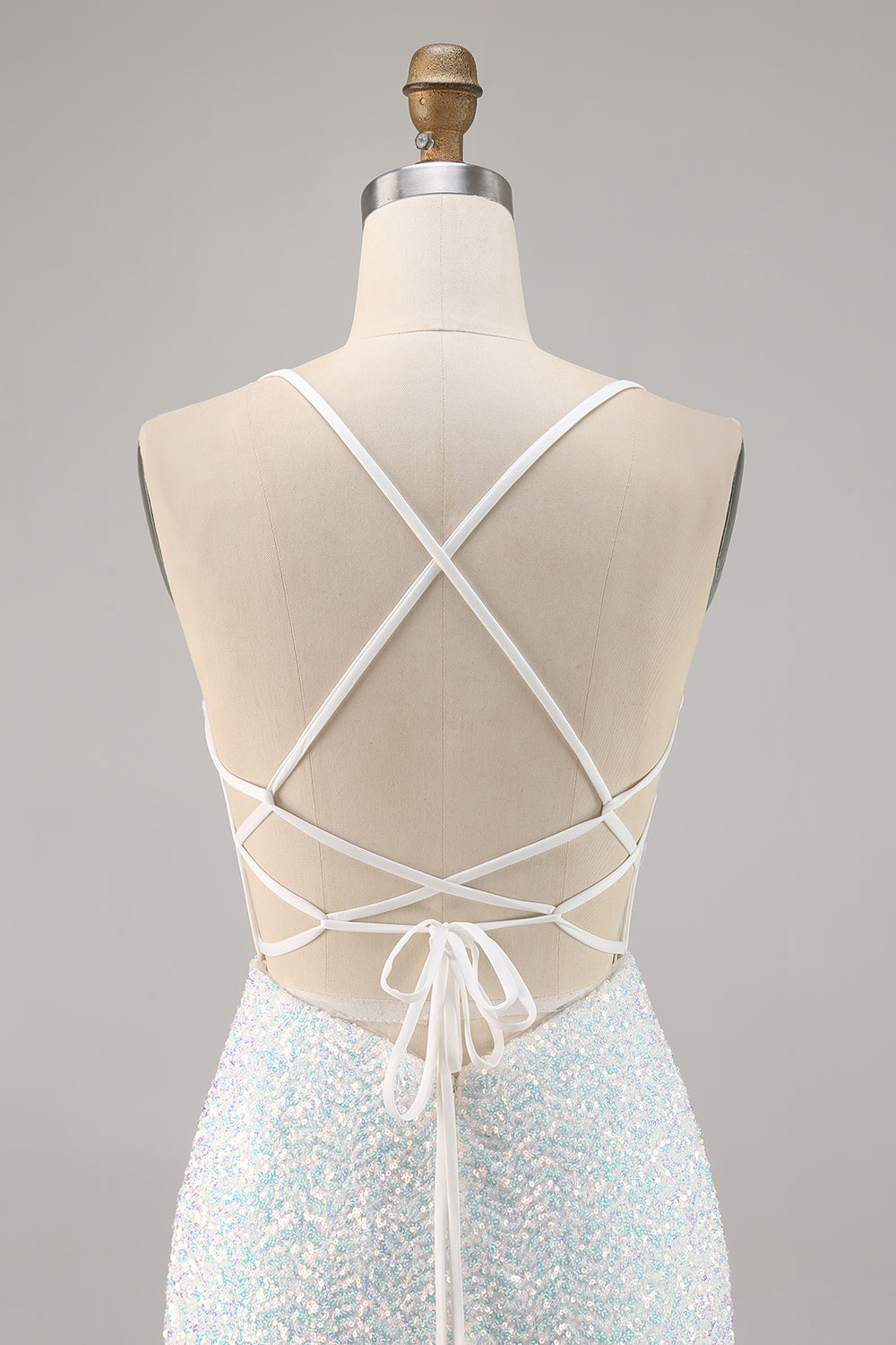 Sparkly White Bodycon Corset Cocktail Dress with Appliques