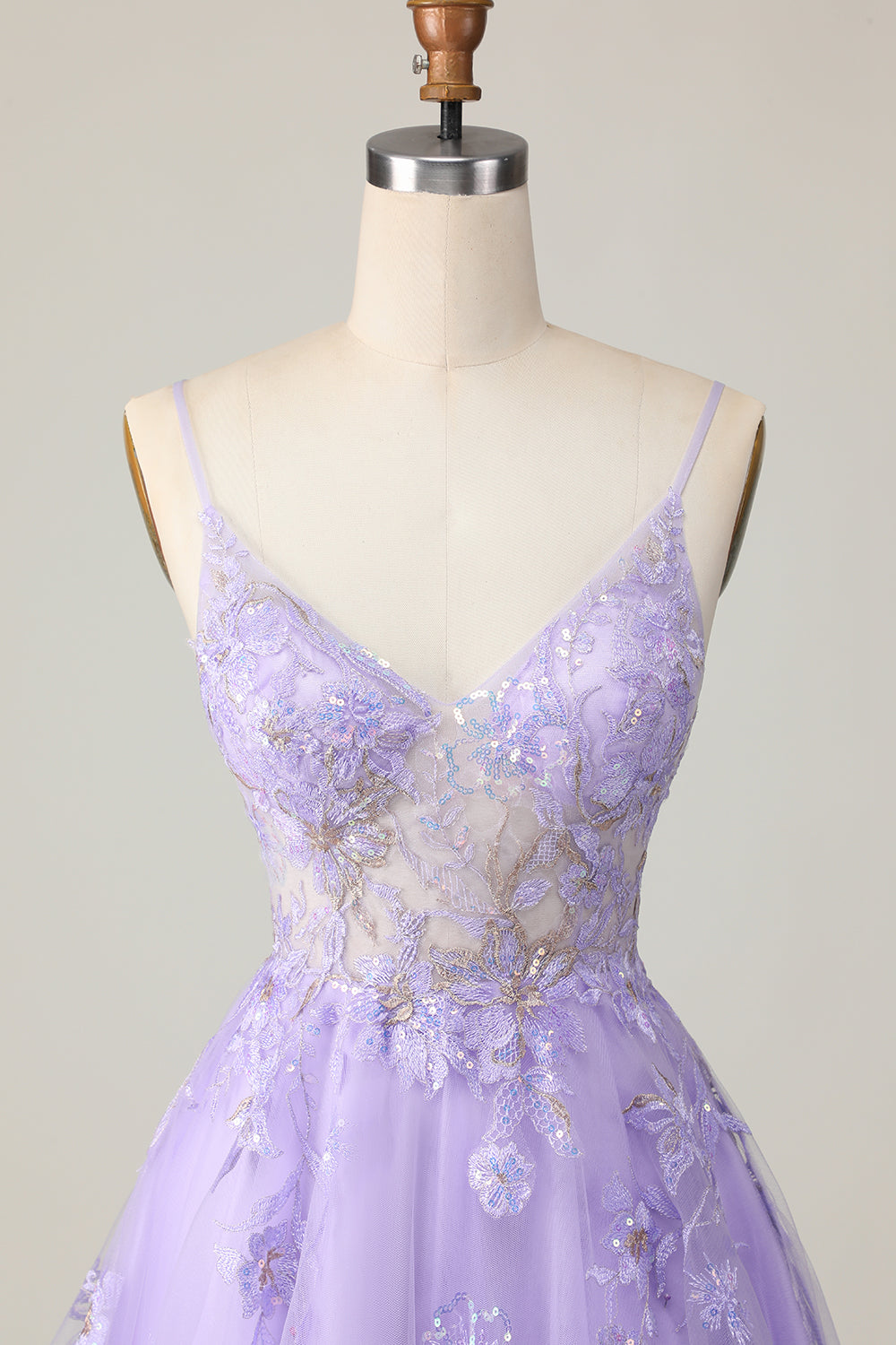 Purple A Line Tulle Cocktail Dress with Appliques