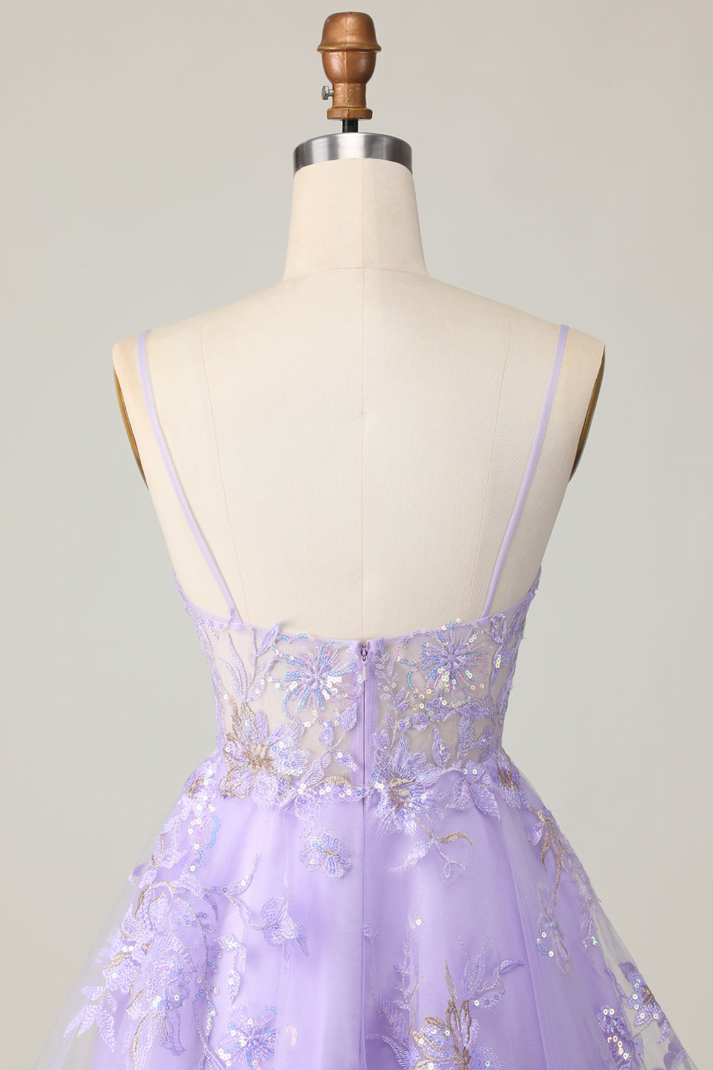 Purple A Line Tulle Cocktail Dress with Appliques