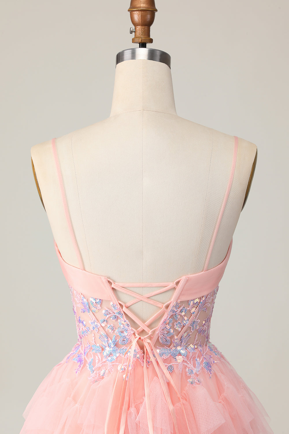 Pink Corset Sequin A Line Cocktail Dress