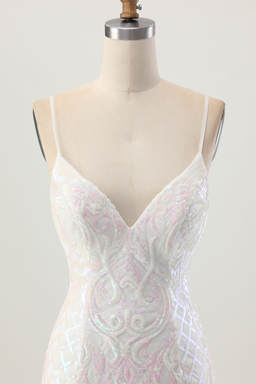 Sparkly White Bodycon Backless Sequin Short Prom Dress