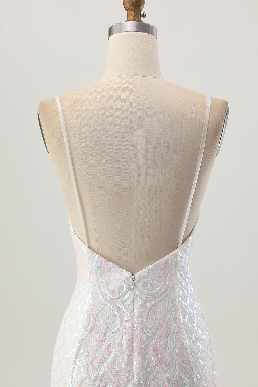 Sparkly White Bodycon Backless Sequin Short Prom Dress