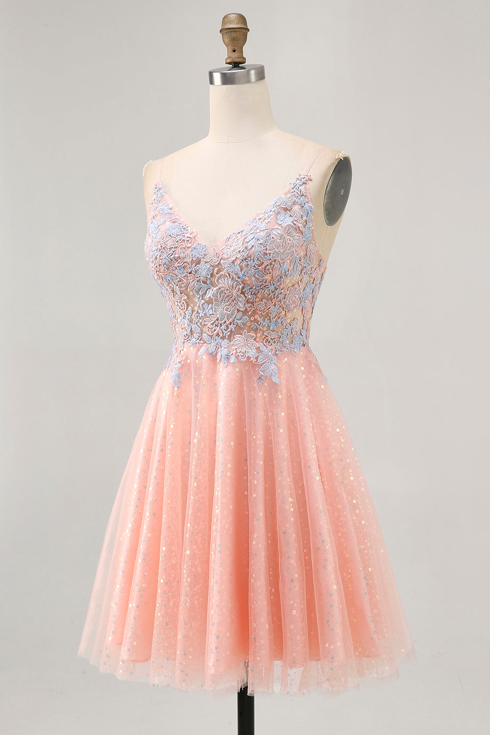Blush A Line Sequins Appliqued Short Cocktail Dress