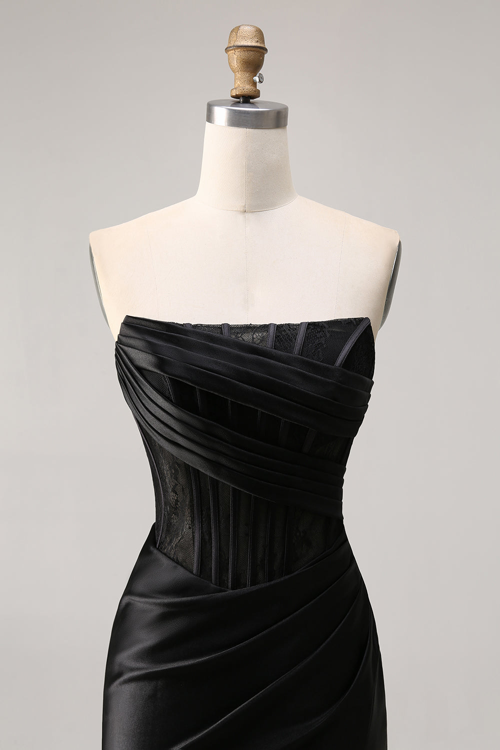Corset Strapless Bodycon Lace Black Cocktail Dress