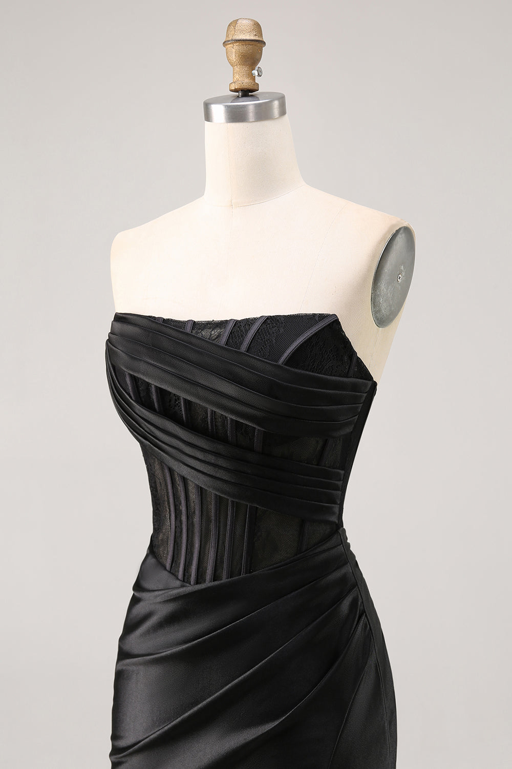 Corset Strapless Bodycon Lace Black Cocktail Dress