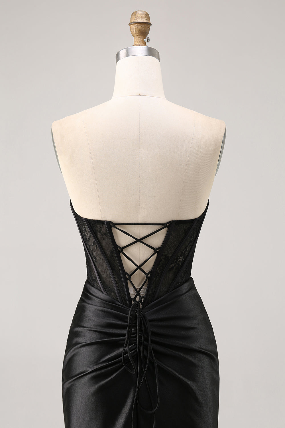 Corset Strapless Bodycon Lace Black Cocktail Dress
