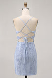Sparkly Sequins Corset Grey Blue Bodycon Cocktail Dress