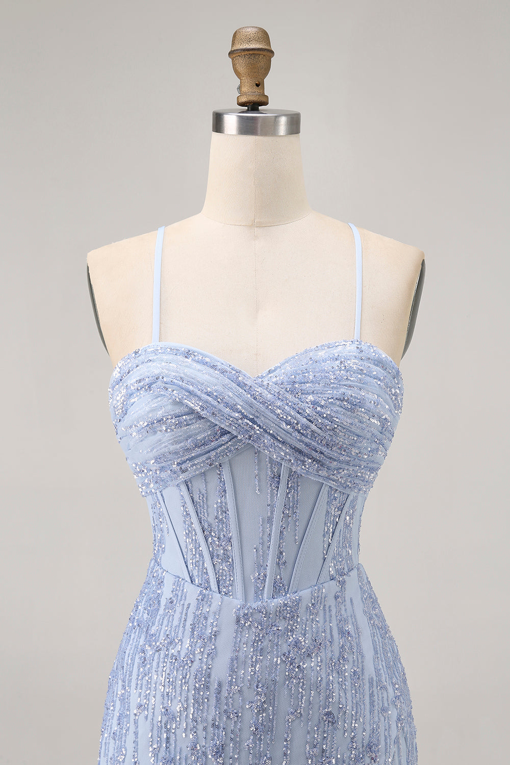 Sparkly Sequins Corset Grey Blue Bodycon Cocktail Dress