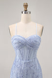 Sparkly Sequins Corset Grey Blue Bodycon Cocktail Dress