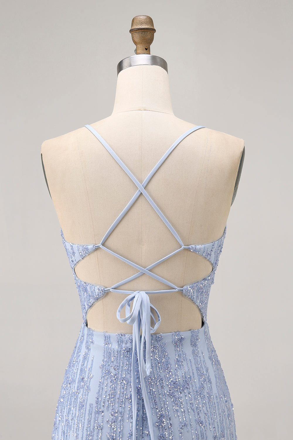 Sparkly Sequins Corset Grey Blue Bodycon Cocktail Dress