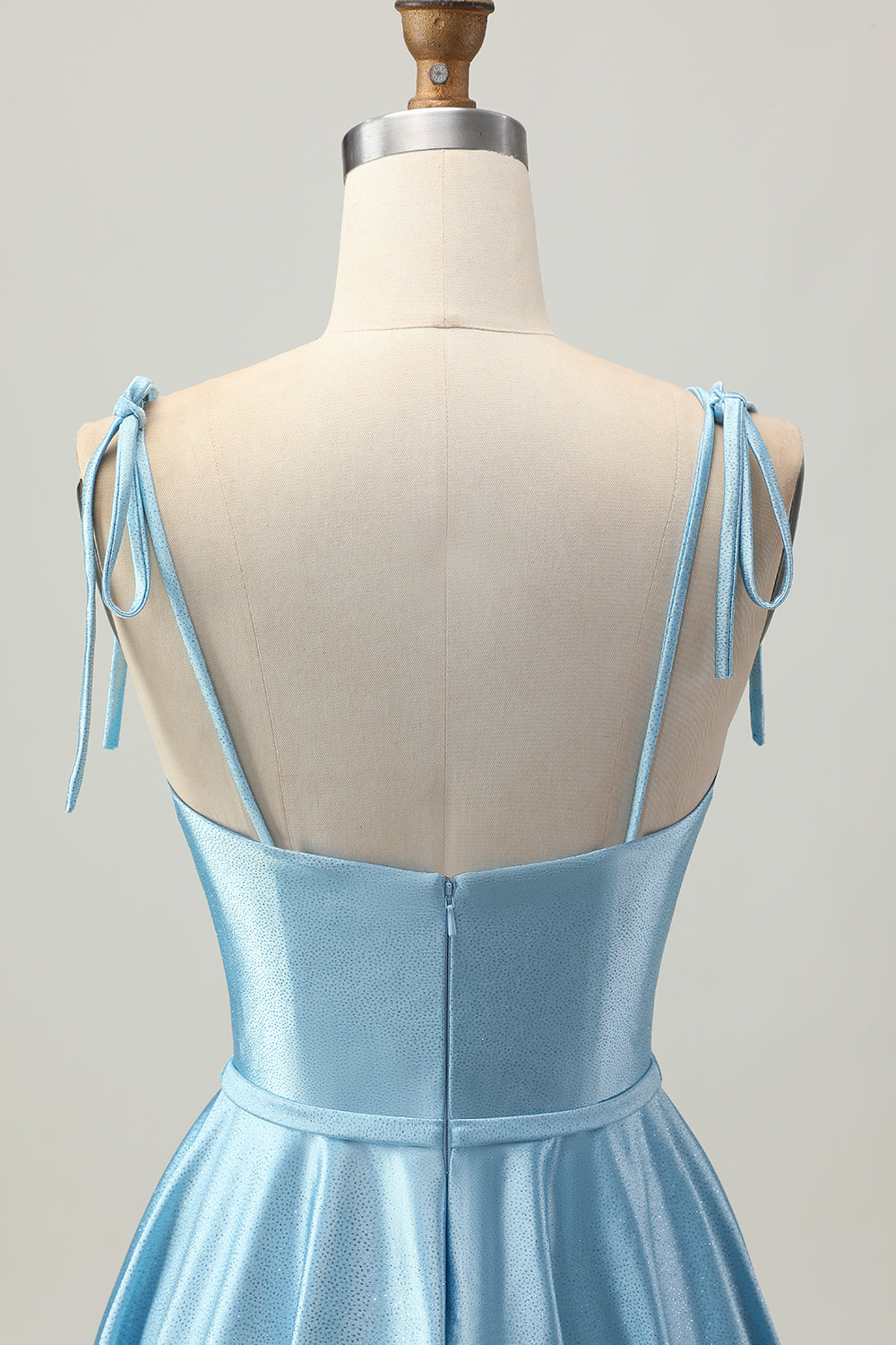 Blue Satin A Line Short Spaghetti Straps Cocktail Dress