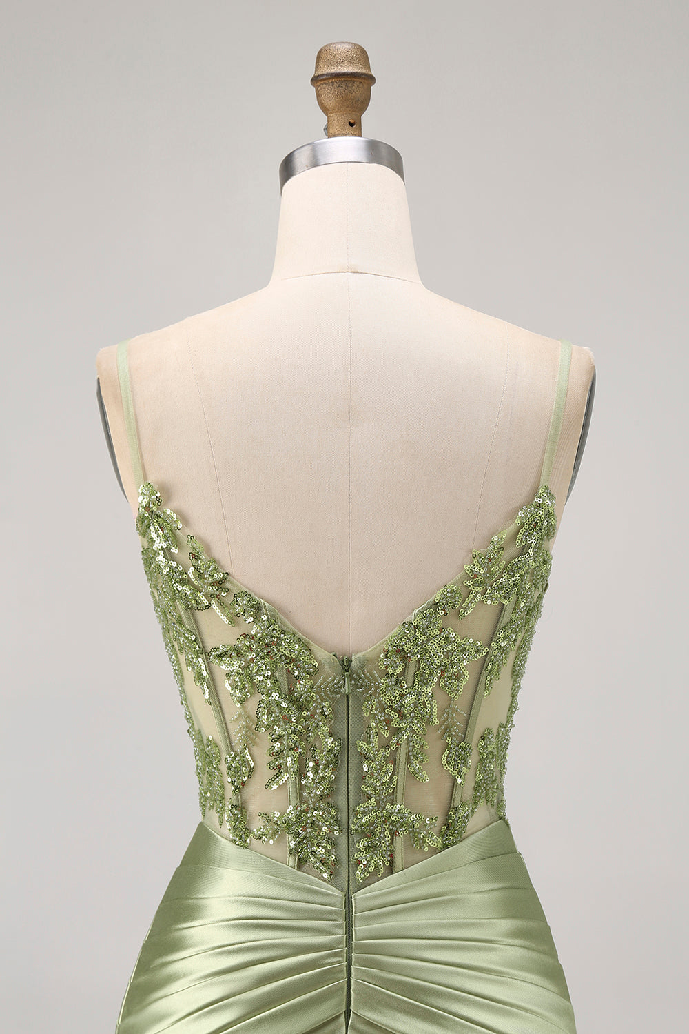 Green Strapless Corset Sequins Bodycon Short Prom Dress with Appliques