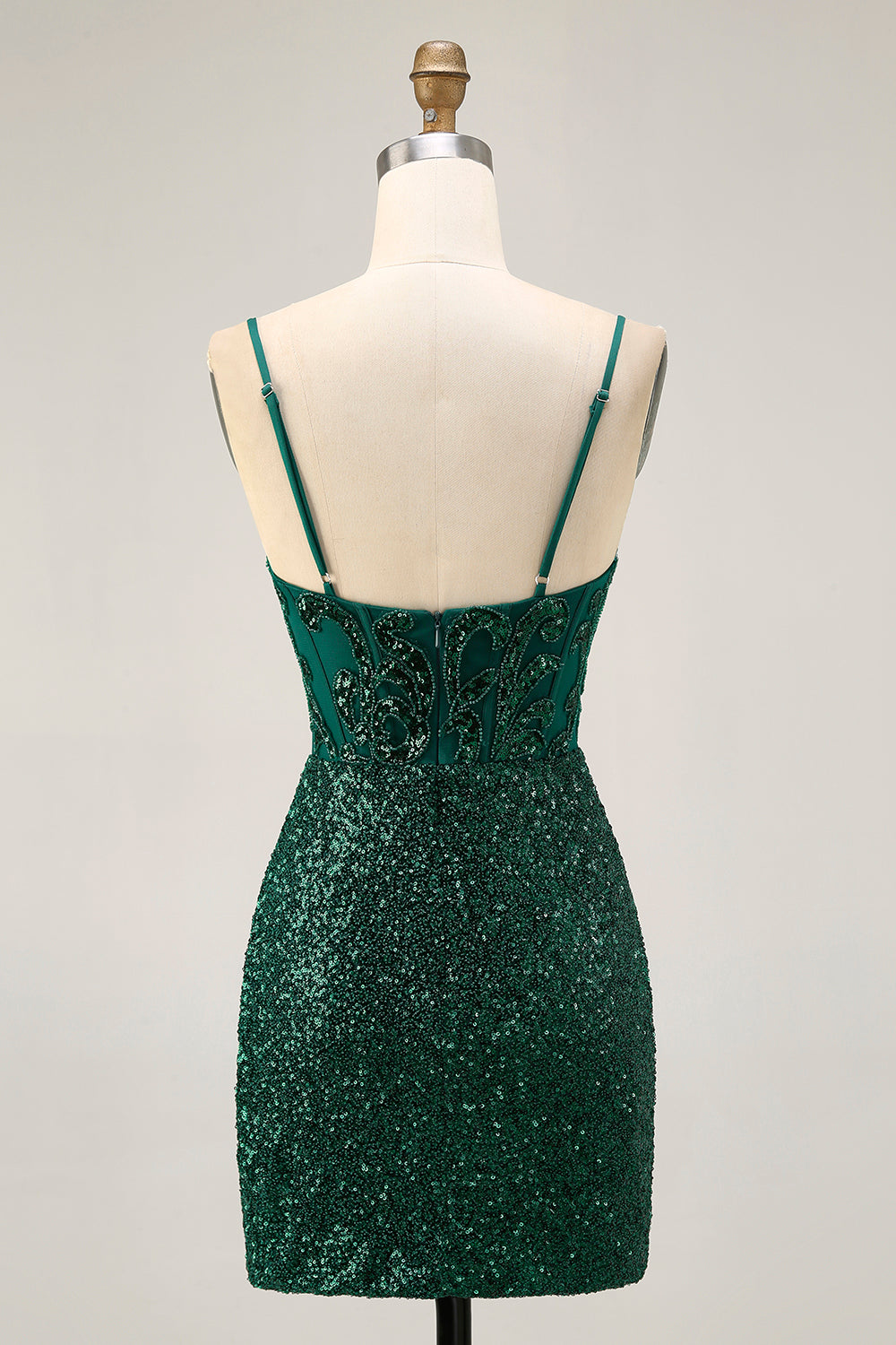 Sparkly Bodycon Dark Green Sequins Corset Cocktail Dress