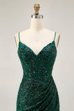 Sparkly Bodycon Dark Green Sequins Corset Cocktail Dress