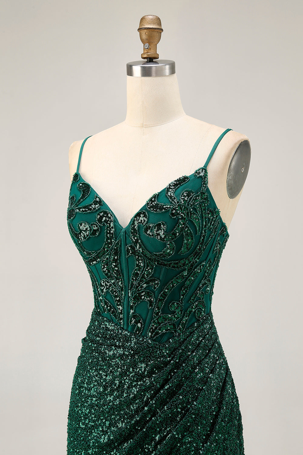 Sparkly Bodycon Dark Green Sequins Corset Cocktail Dress