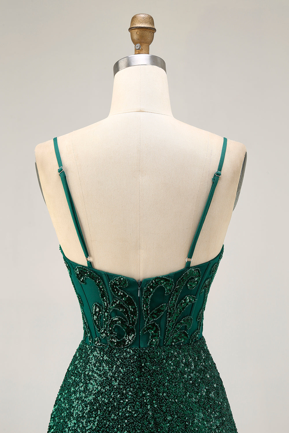 Sparkly Bodycon Dark Green Sequins Corset Cocktail Dress