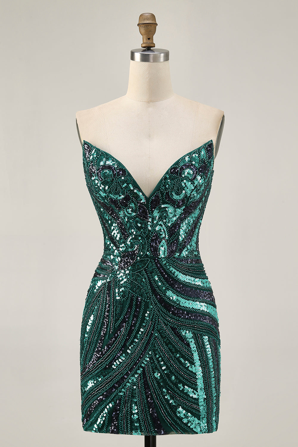 Sparkly Strapless Royal Blue Sequins Tight Cocktail Dress