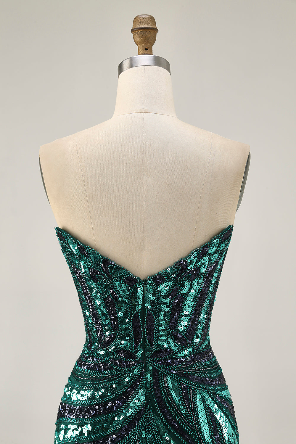 Dark Green Sparkly Strapless Sequins Tight Cocktail Dress
