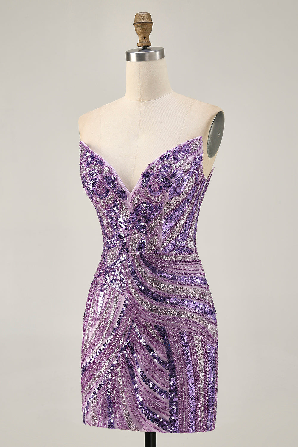 Sparkly Strapless Royal Blue Sequins Tight Cocktail Dress