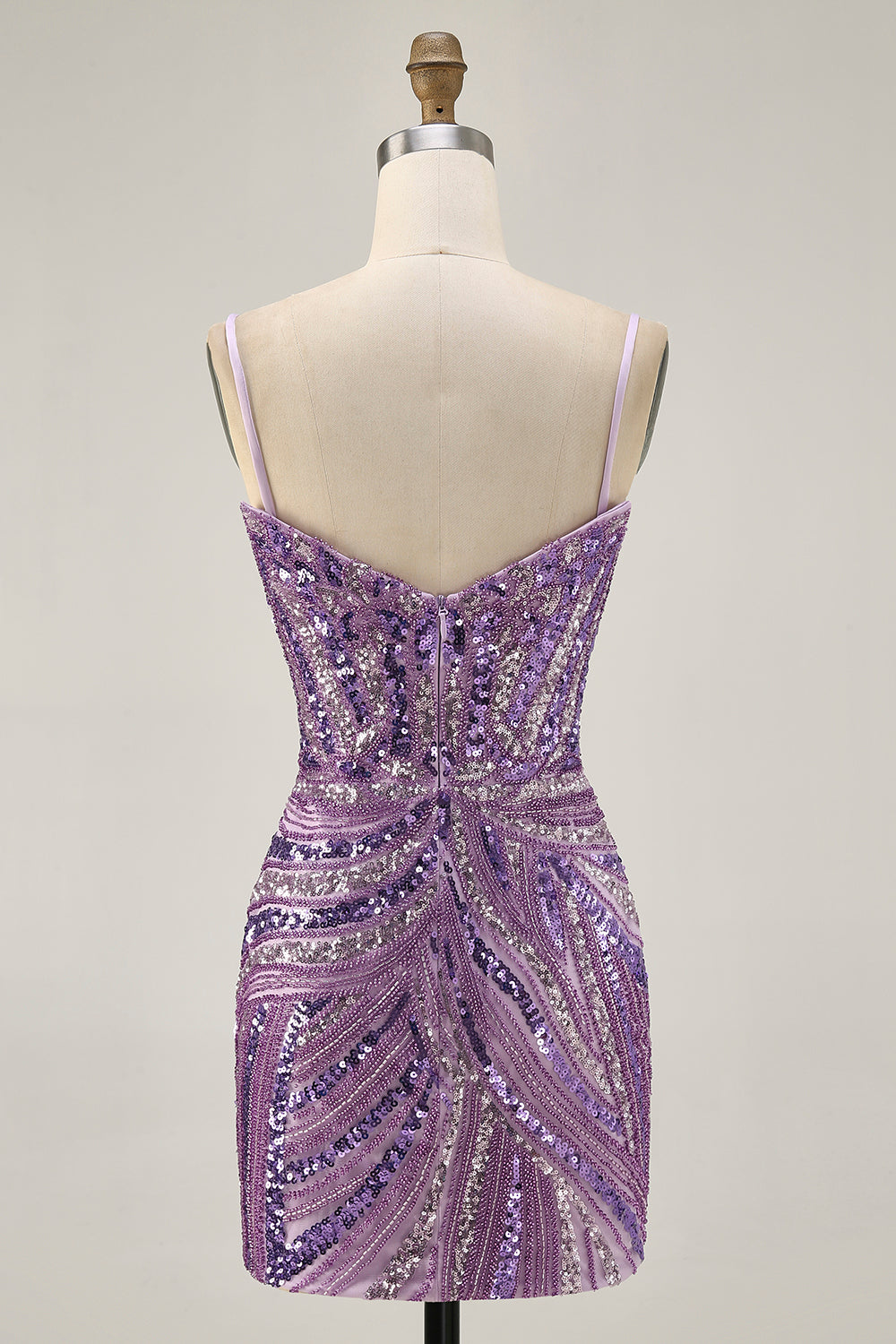 Sparkly Sequins Purple Strapless Tight Short Party Dress
