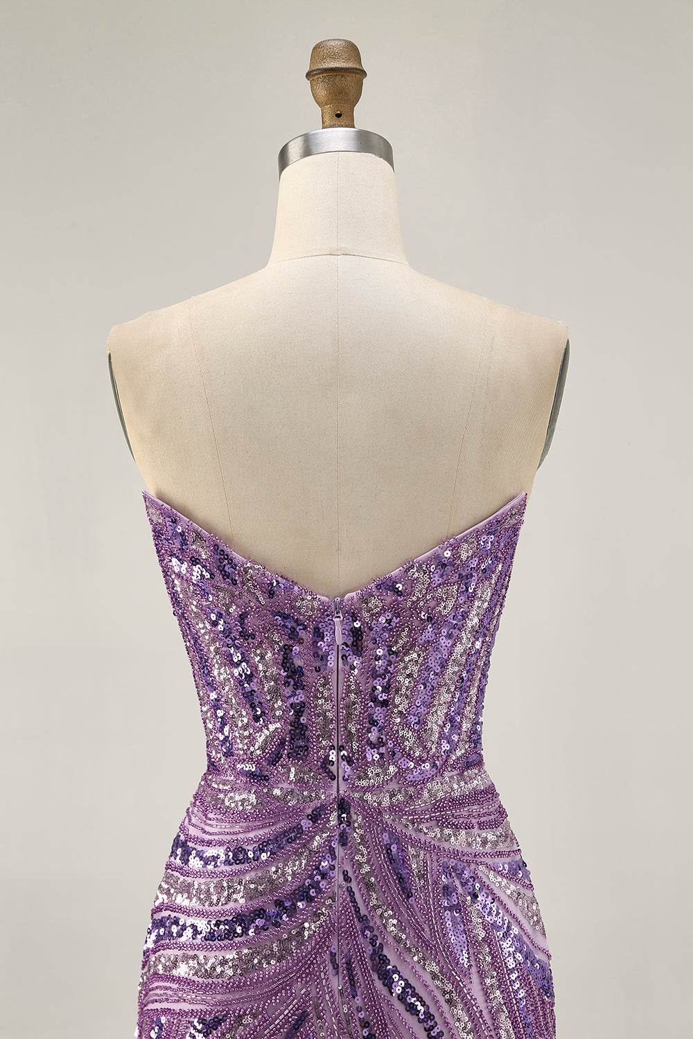 Sparkly Sequins Purple Strapless Tight Short Party Dress