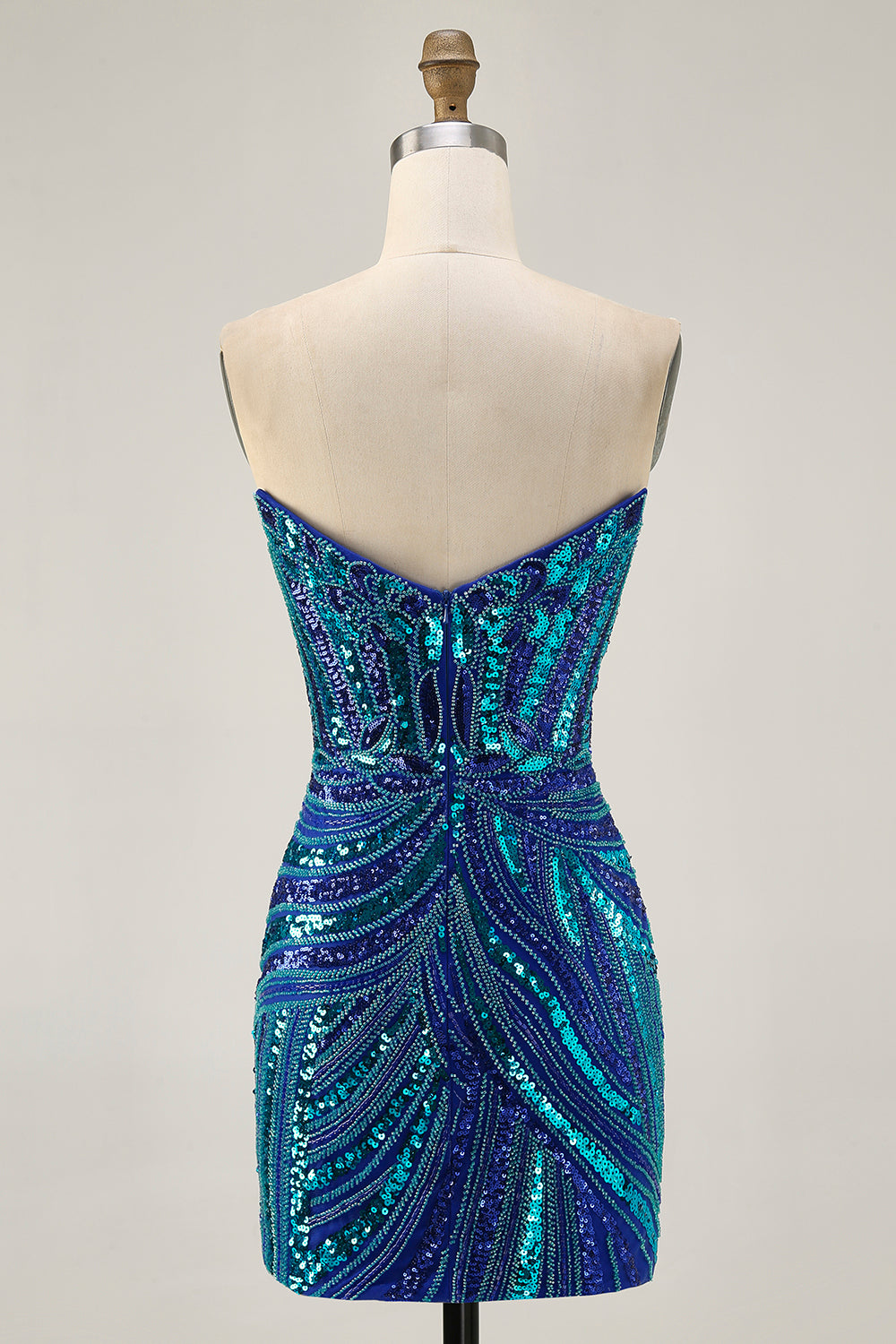 Sparkly Sequins Purple Strapless Tight Short Party Dress