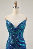 Sparkly Sequins Purple Strapless Tight Short Party Dress