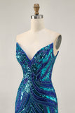 Sparkly Sequins Purple Strapless Tight Short Party Dress