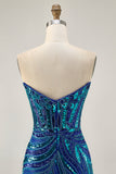 Sparkly Sequins Purple Strapless Tight Short Party Dress
