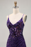 Sparkly Dark Purple Corset Cocktail Dress with Sequins