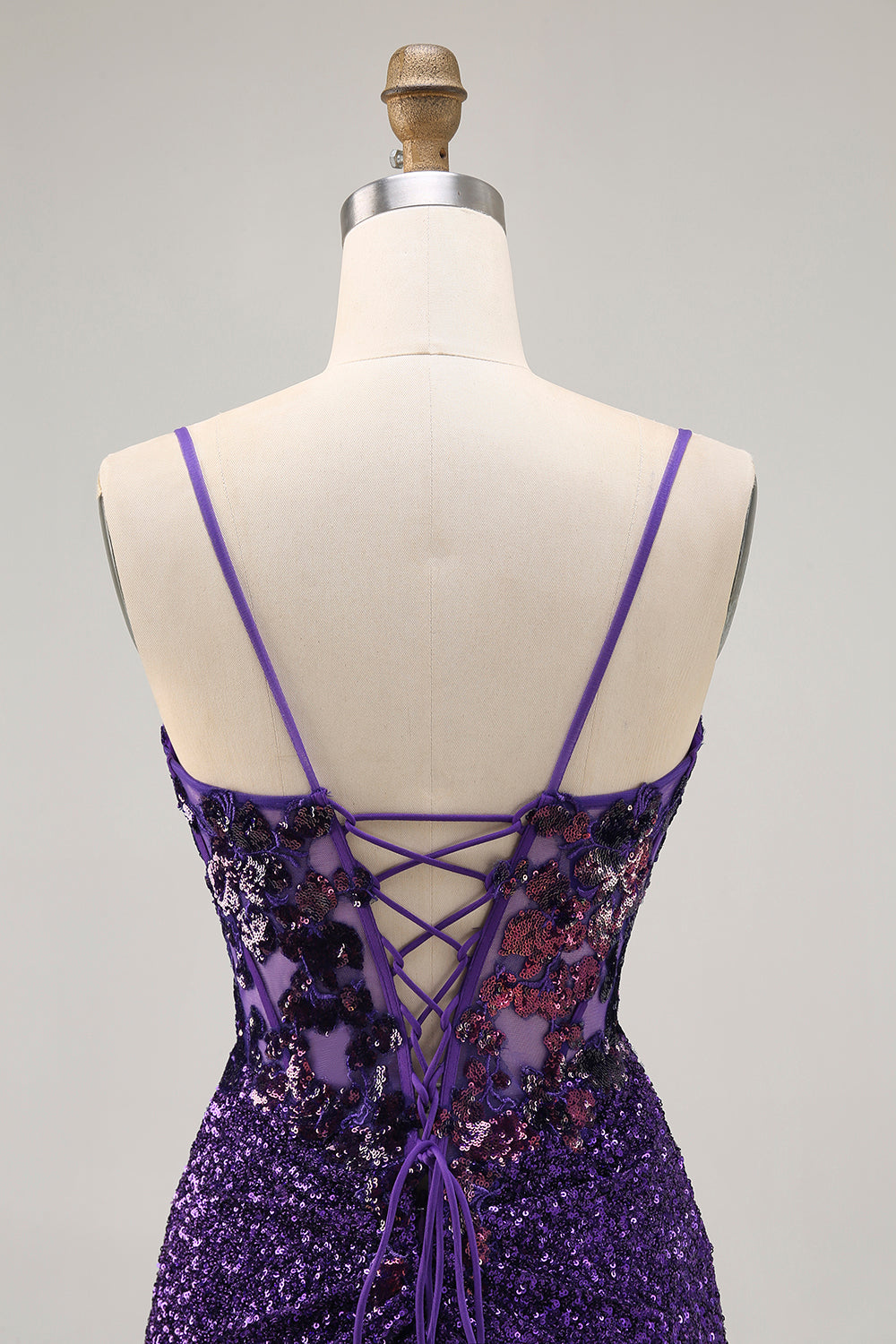 Sparkly Dark Purple Corset Cocktail Dress with Sequins