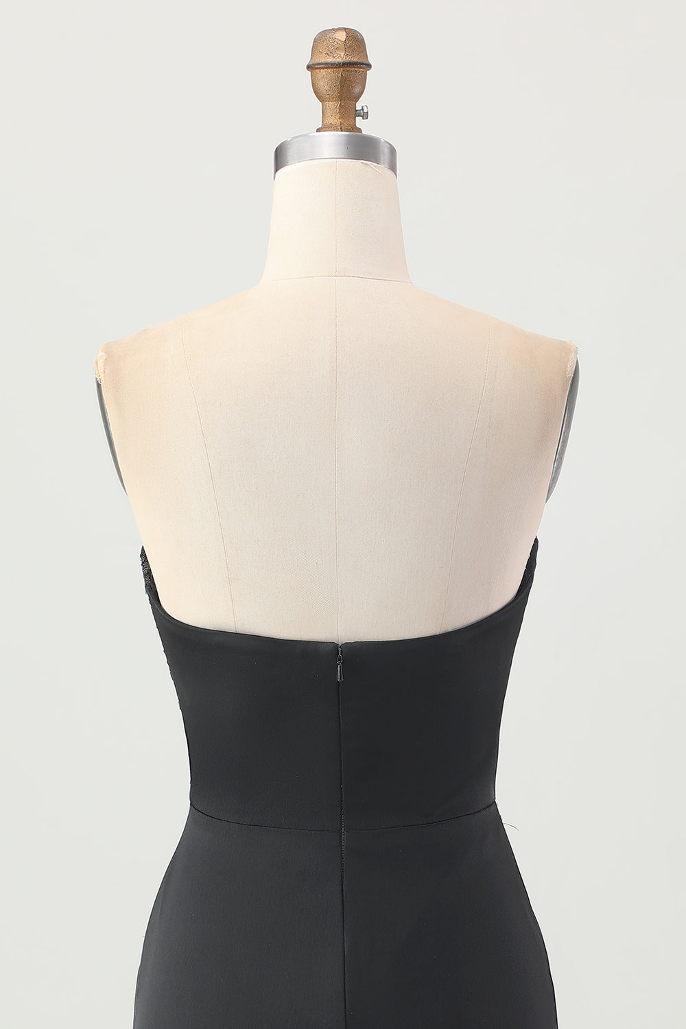 Black Strapless Corset Bodycon Beaded Cocktail Dress with Slit