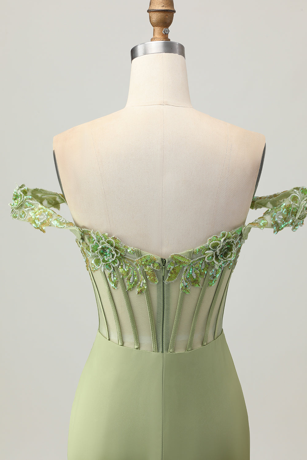 Green Off The Shoulder Corset Sequins Bodycon Cocktail Dress