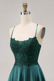 Dark Green A Line Appliqued Short Party Dress with Beading