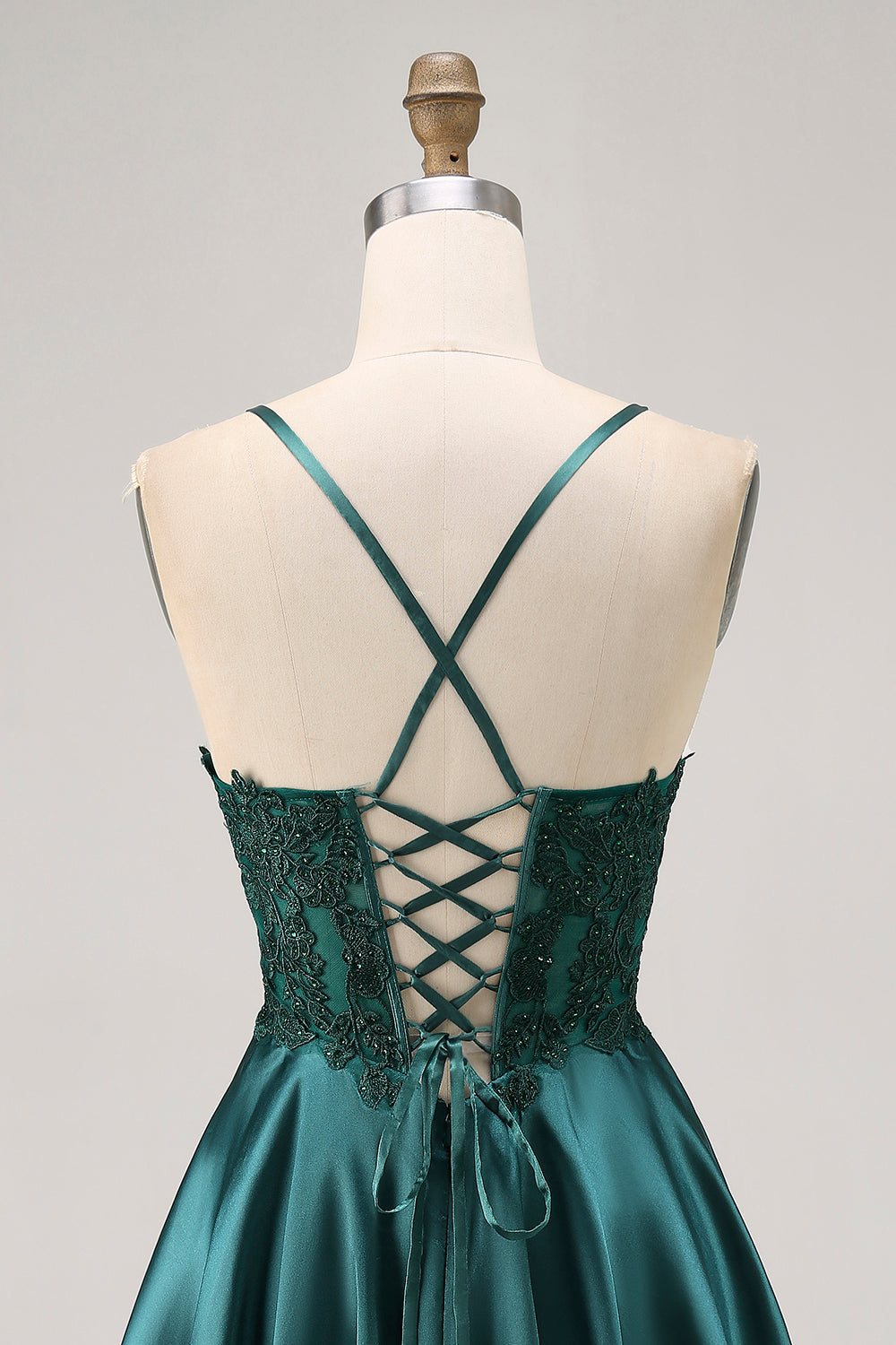 Dark Green A Line Appliqued Short Party Dress with Beading