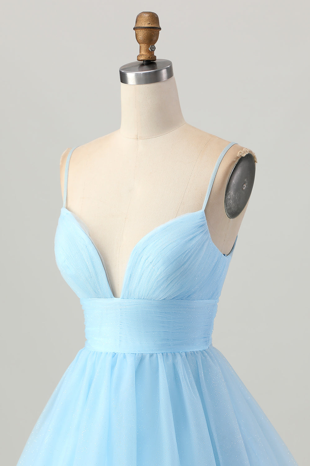 Sky Blue A Line Spaghetti Straps Short Prom Dress