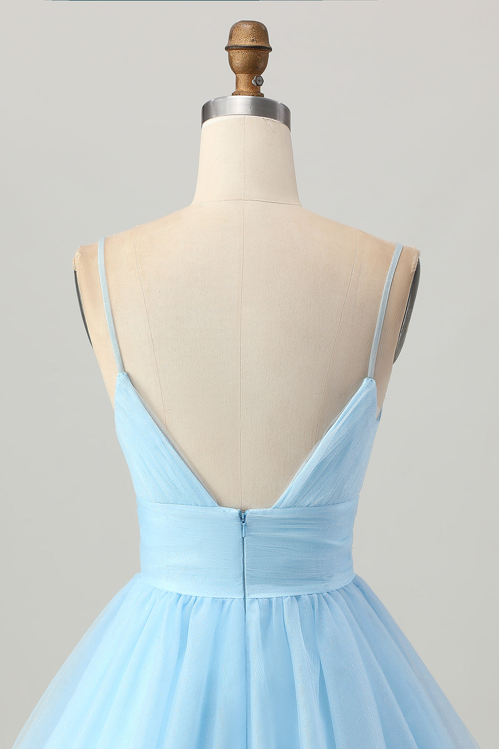 Sky Blue A Line Spaghetti Straps Short Prom Dress