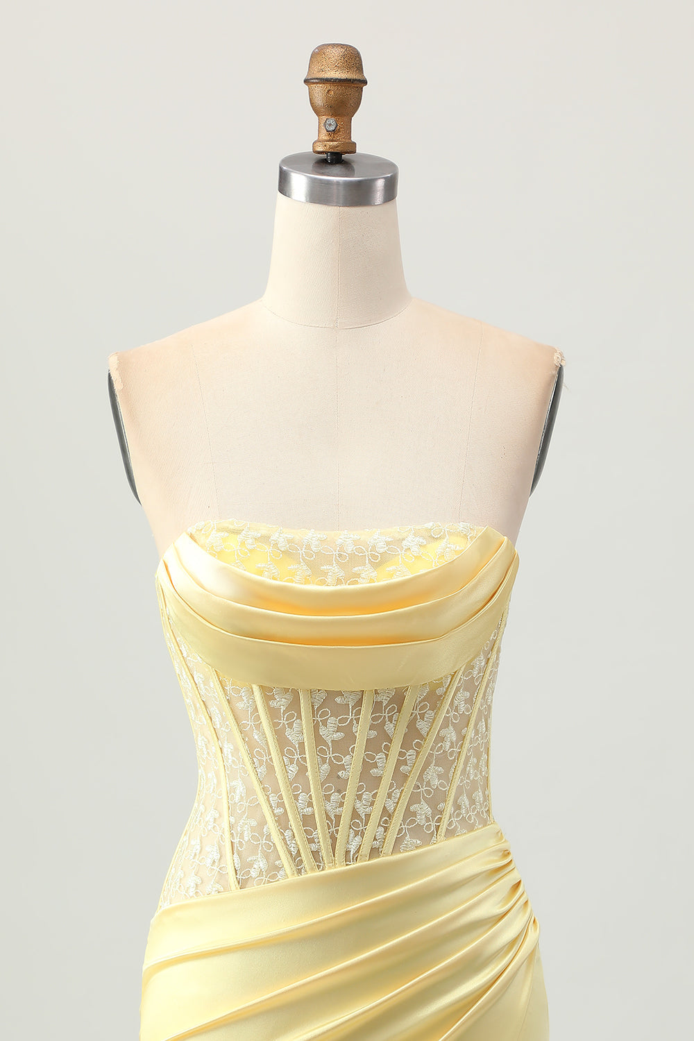 Yellow Satin Corset Tight Short Prom Dress with Lace Up Back