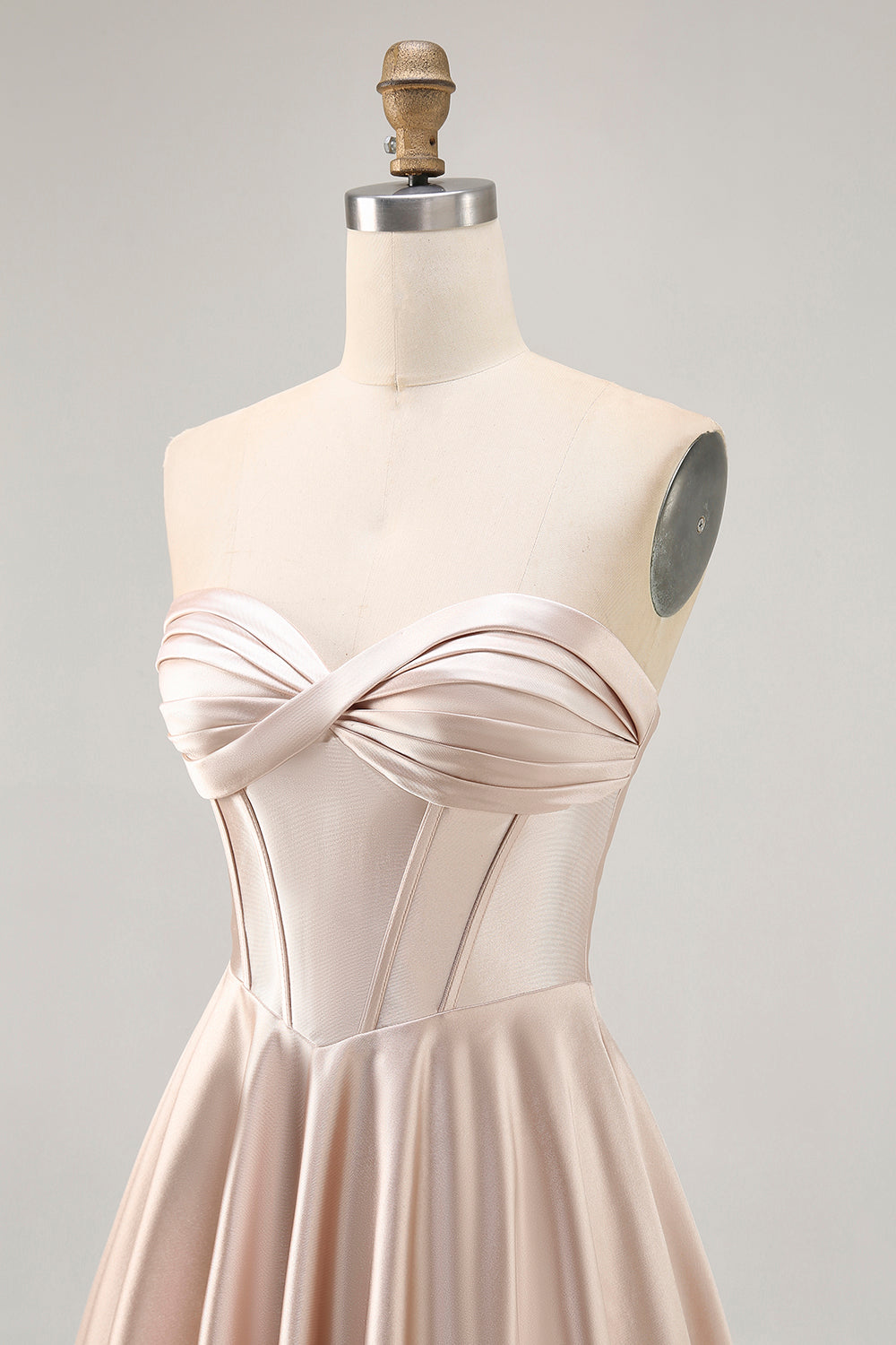 Strapless Corset Satin Champagne Short Prom Dress