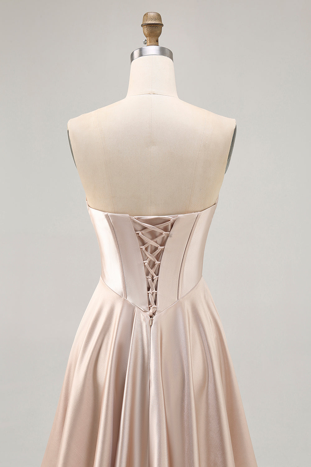 Strapless Corset Satin Champagne Short Prom Dress
