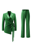 Lilac Peak Lapel Ruched Women Suits with Sash