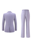 Lilac Peak Lapel Ruched Women Suits with Sash