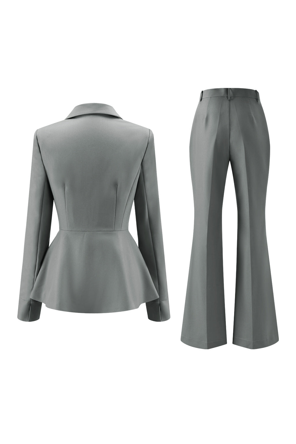 Grey Green Slim Fit 2-piece Women Suits with Button