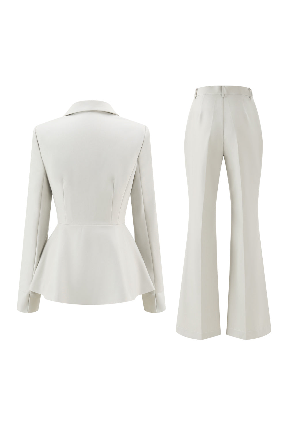 Grey Green Slim Fit 2-piece Women Suits with Button