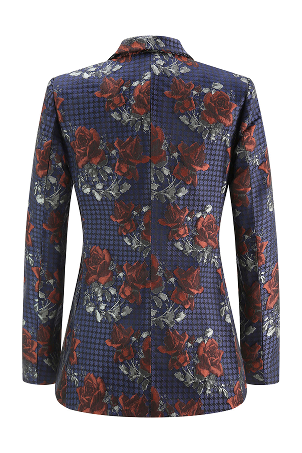 Blue Red Floral One Button Peak Lapel Women Suits