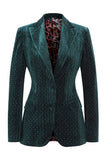 Dark Green Beaded Peaked lapel 2 Pieces Prom Suits