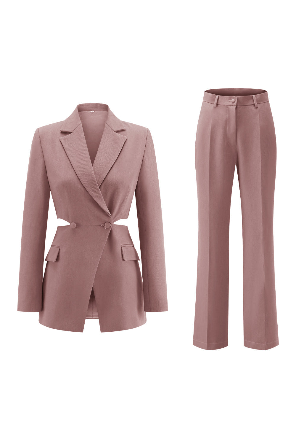 Grey Blue Notched Lapel 2 Pieces Cut Out Prom Suits