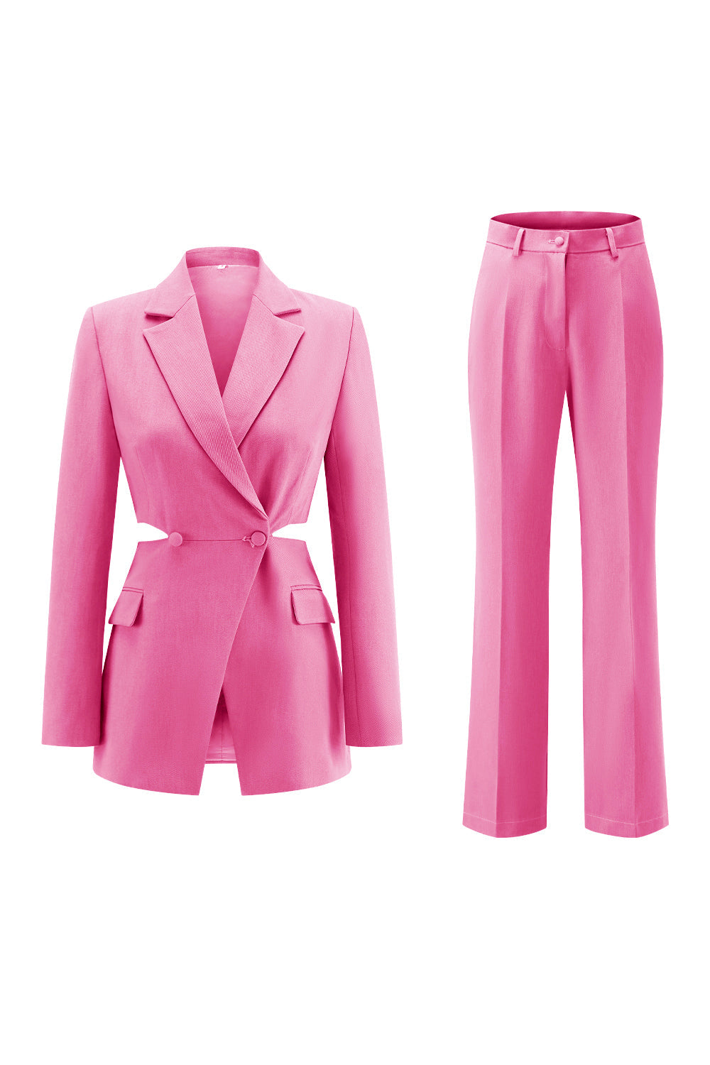 Grey Blue Notched Lapel 2 Pieces Cut Out Prom Suits