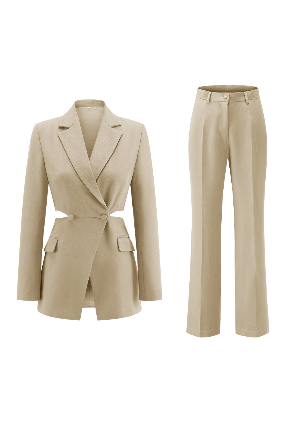 Grey Blue Notched Lapel 2 Pieces Cut Out Prom Suits