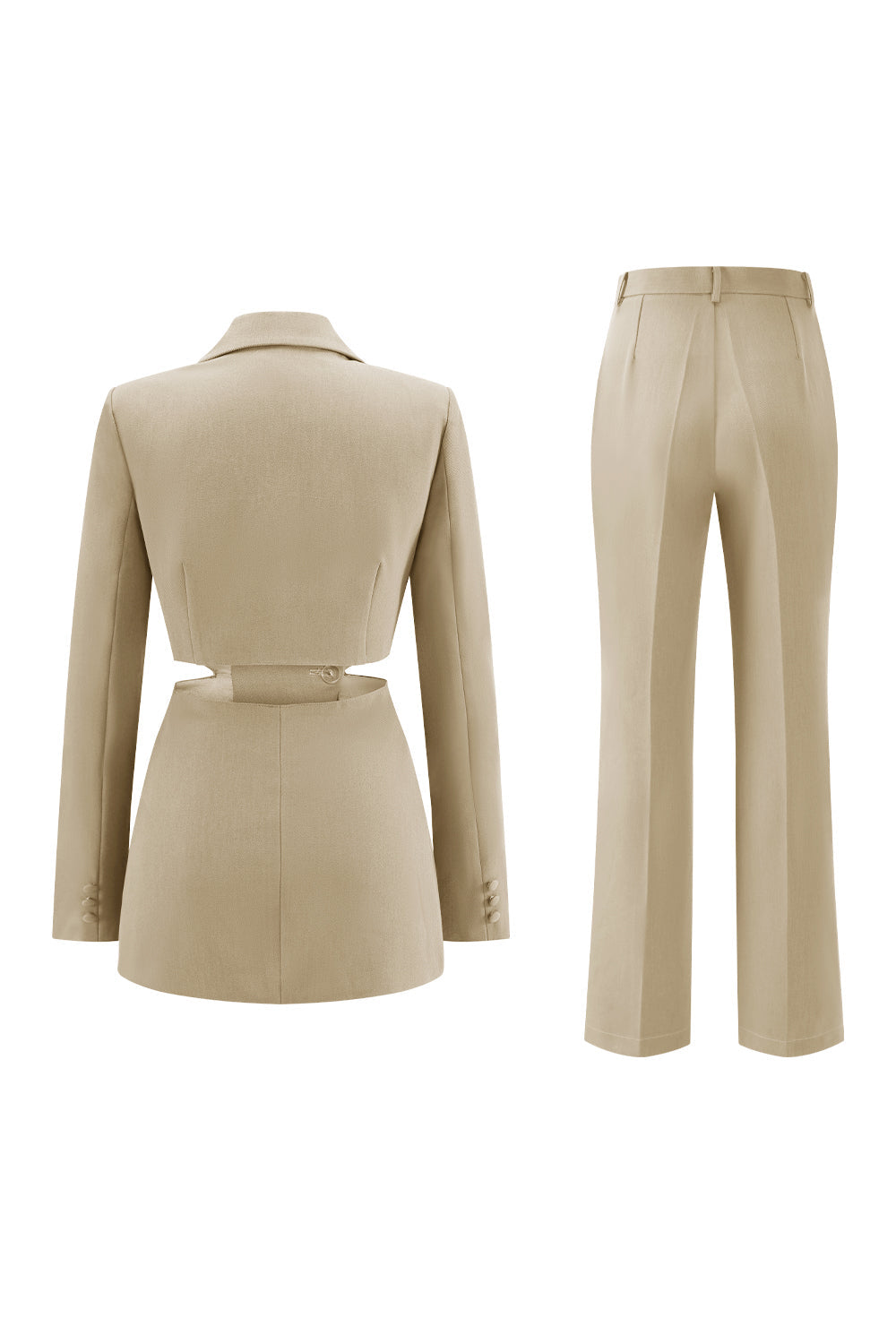 Grey Blue Notched Lapel 2 Pieces Cut Out Prom Suits